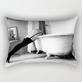 Head Over Heals - Female in Stockings in Vintage Parisian Bathtub black and white photography - photographs wall decor Rectangular Pillow
