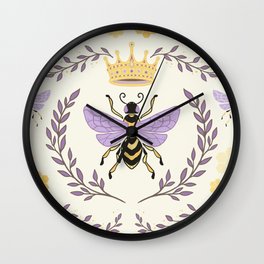 Queen Bee - Lavander Purple and Yellow Wall Clock