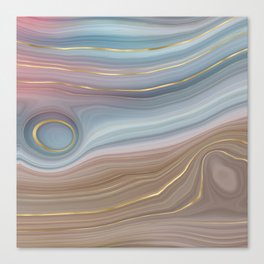 Blue Brown Gold Agate Geode Luxury Canvas Print