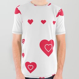 Red Valentine Hearts  All Over Graphic Tee