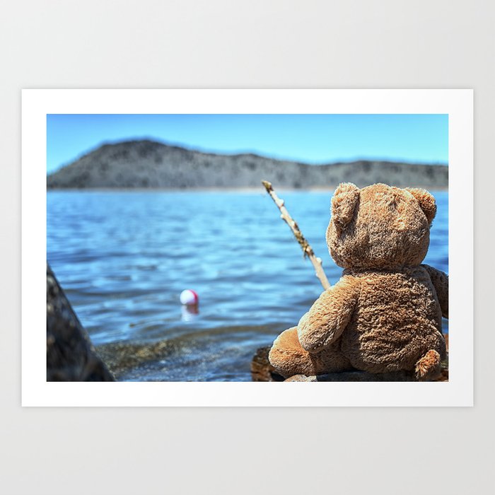 fishing teddy bear
