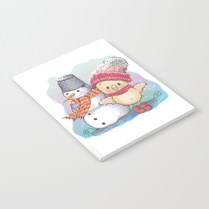 Cute Cartoon Teddy Bear in a knitted cap Notebook