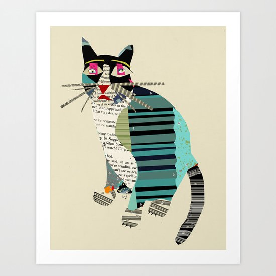 blackberry cat Art Print
