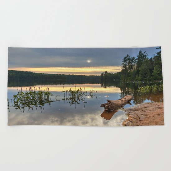 Nicks Lake Sunset Beach Towel