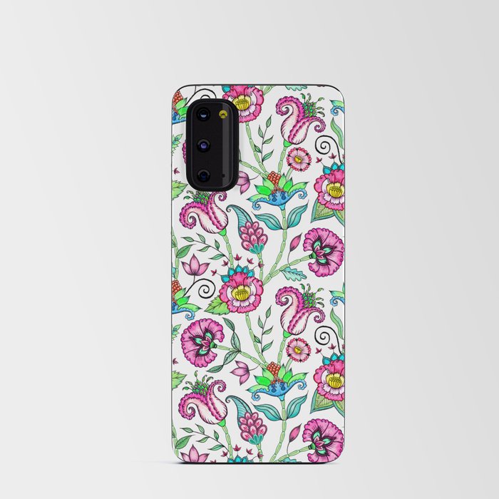 Indian style block print florals (pink)  Android Card Case
