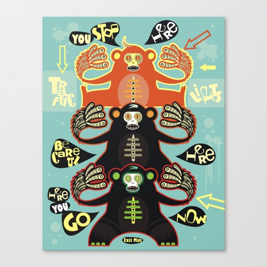 Traffic light monkey Canvas Print