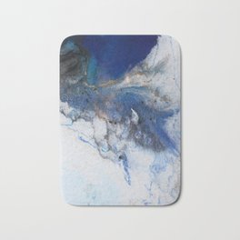 Abstract blue marble Bath Mat | Acrylic, Painting, Other, Ocean, White, Gold, Swirl, Marbled, Blue, Abstract 