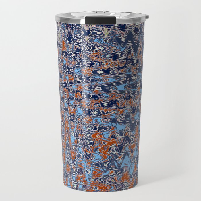 Blue And Red Distorted Abstract Travel Mug
