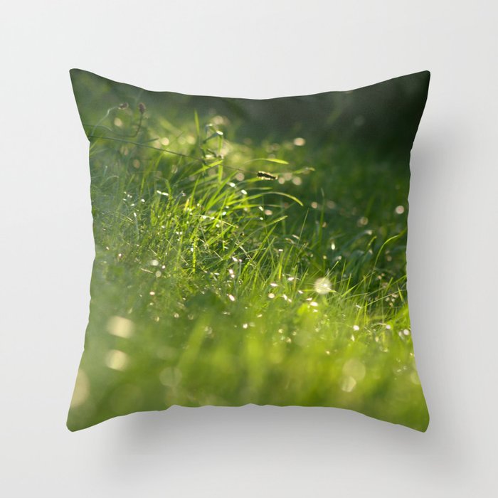 Dewed Grass of the Elfin World Throw Pillow