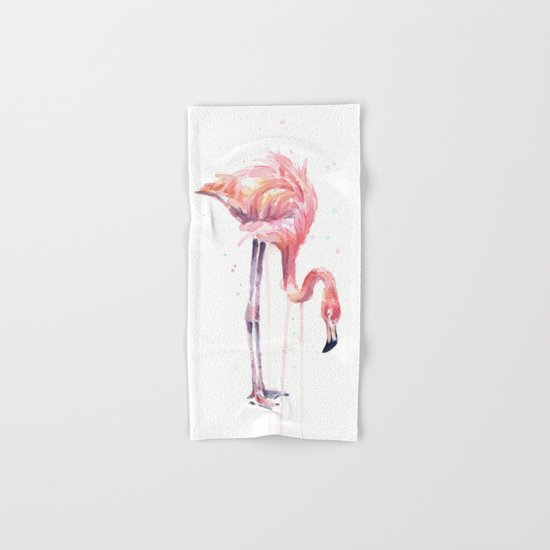 Flamingo Painting Watercolor Hand & Bath Towel