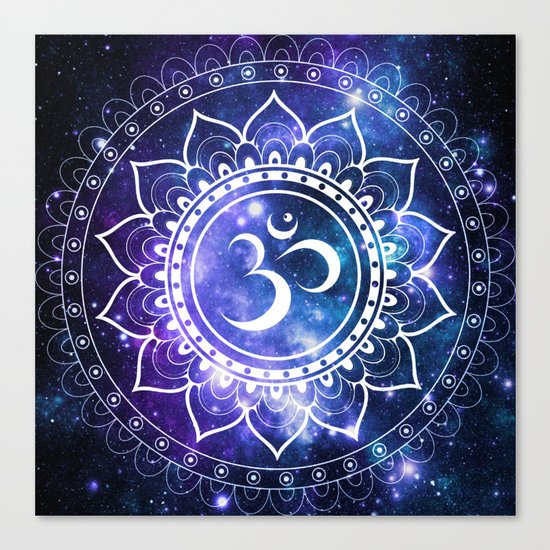 Om Mandala: Violet & Teal Galaxy Canvas Print