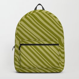 [ Thumbnail: Dark Khaki and Green Colored Striped Pattern Backpack ]