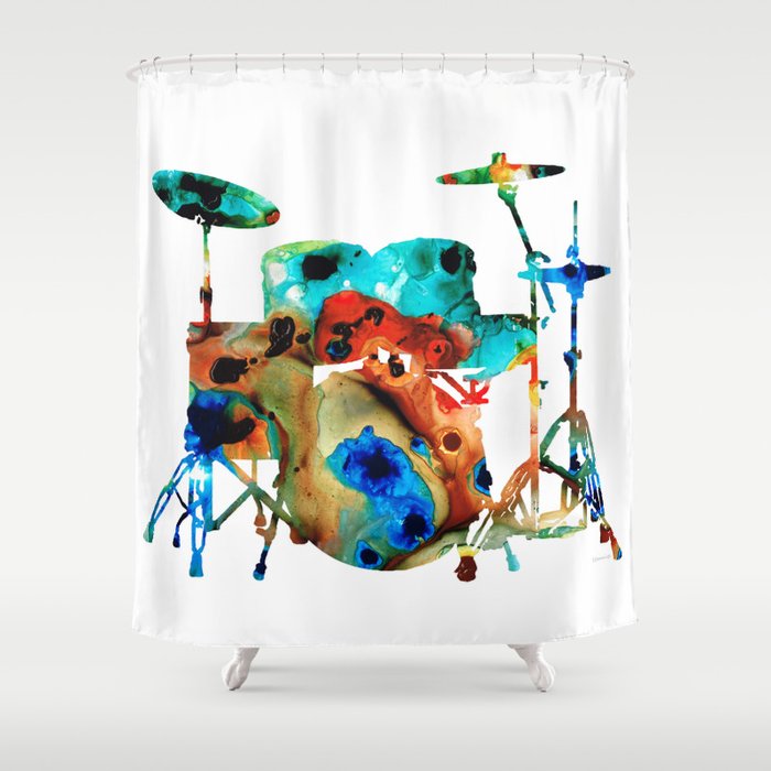 The Drums - Music Art By Sharon Cummings Shower Curtain