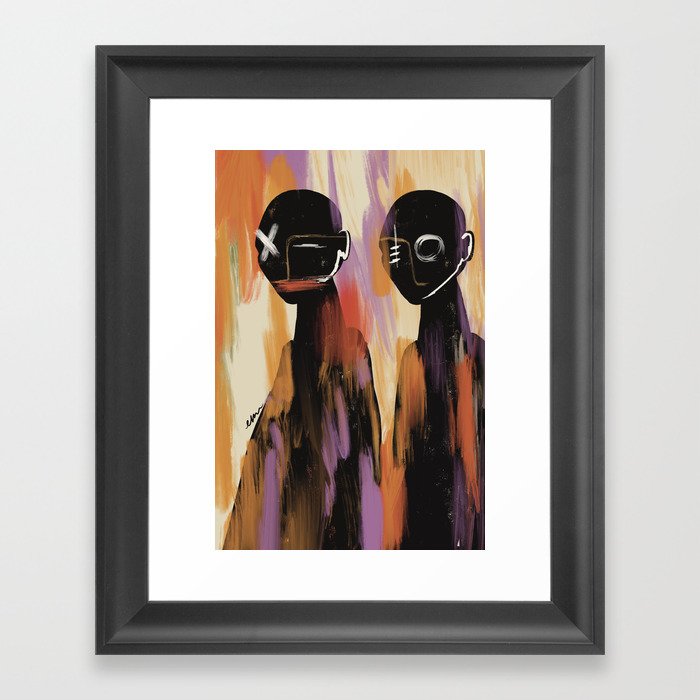 People are strange faces black abstract Framed Art Print