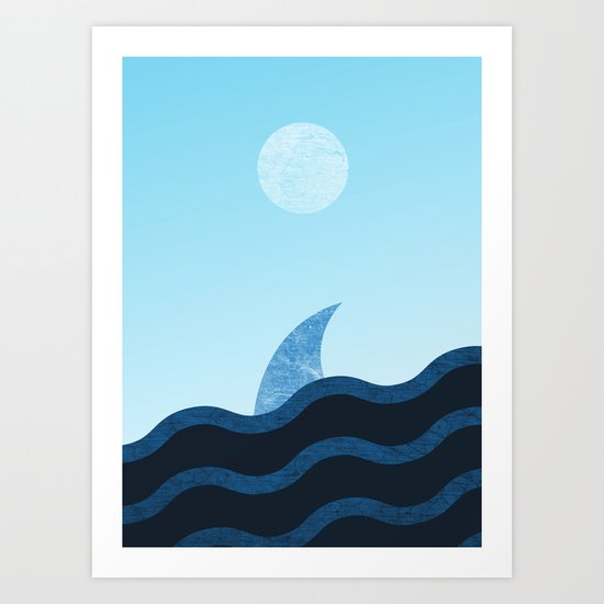 Morning Shark in Sea Waves Art Print