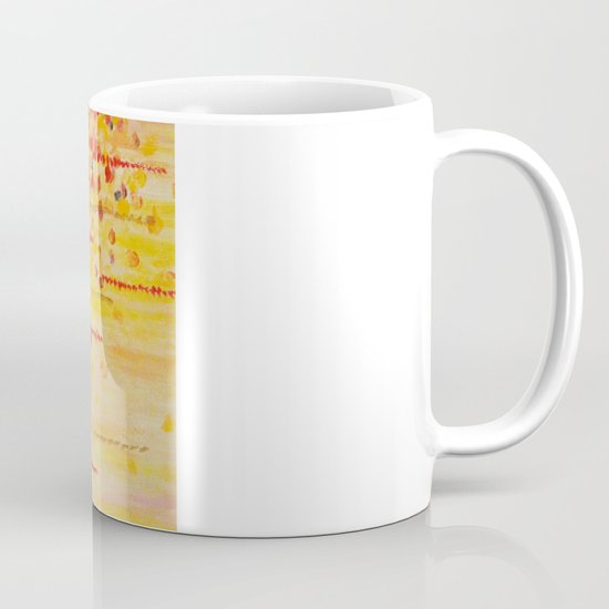WHEN IT FALLS Bold Autumn Winter Leaves Abstract Acrylic Painting Christmas Red Orange Gold Gift Mug
