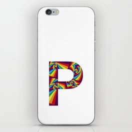  capital letter P with rainbow colors and spiral effect iPhone Skin