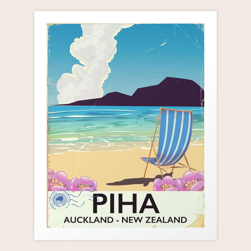 Piha New Zealand Vacation Poster Art Print By Nicholasgreen Society6