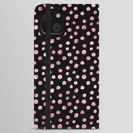 Black Pink Spots Pattern iPhone Wallet Case