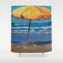 Yellow beach umbrella Shower Curtain