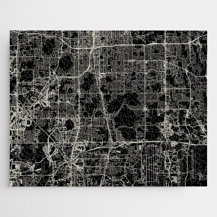 Orlando USA - City Map - Black and White Jigsaw Puzzle