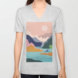 River Canyon Kayaking V Neck T Shirt