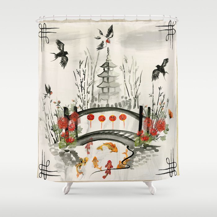 Oriental Garden Shower Curtain By Gracydreamscape Society6