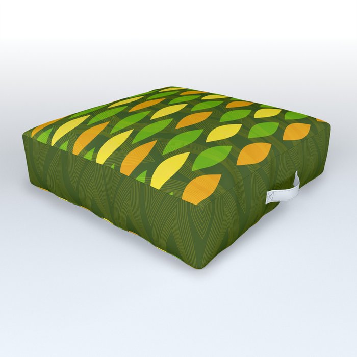 Greenish Oval Abstract Outdoor Floor Cushion