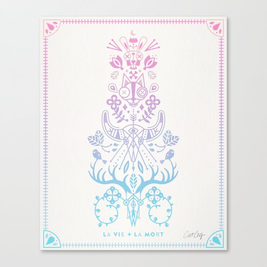 La Vie + La Mort: Rose Quartz & Serenity Ombré Canvas Print