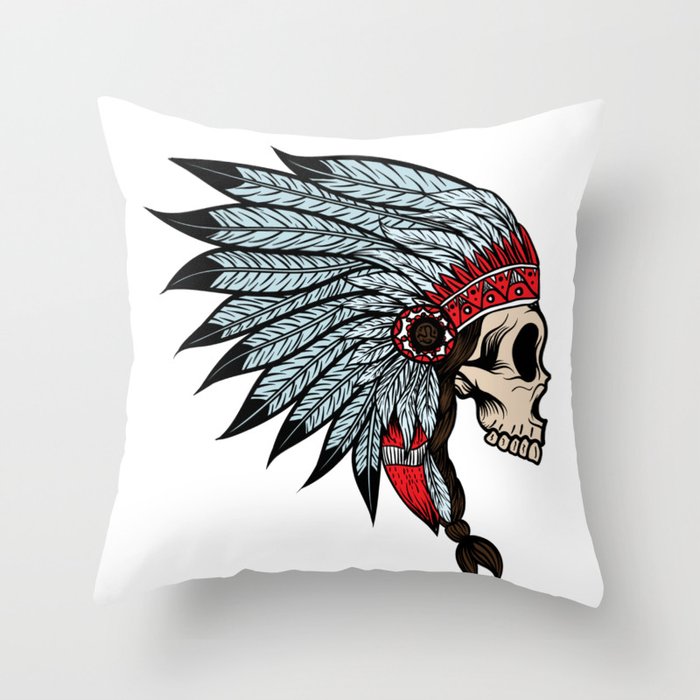 Indian skull Throw Pillow
