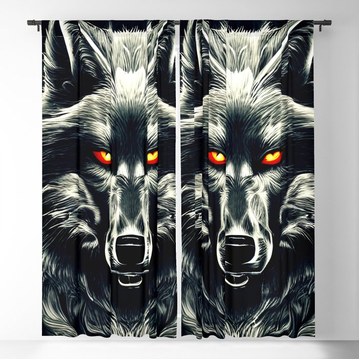 Black Shadow Wolf Fenrir Blackout Curtain