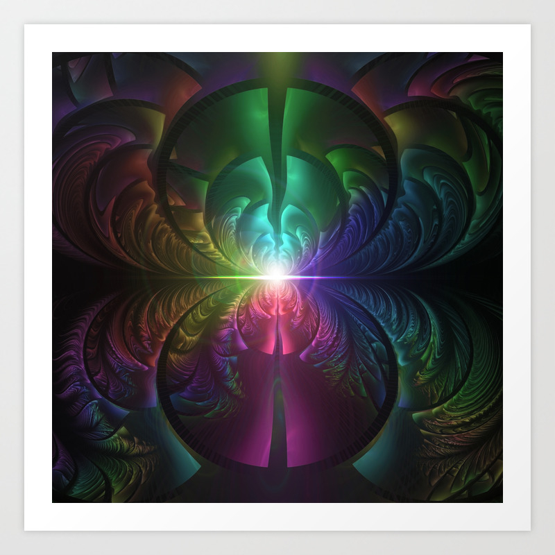 Anodized Rainbow Eyes And Metallic Fractal Flares Art Print By