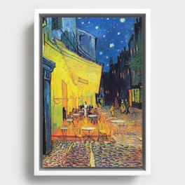 Vincent Van Gogh - Cafe Terrace at Night (new color edit) Framed Canvas