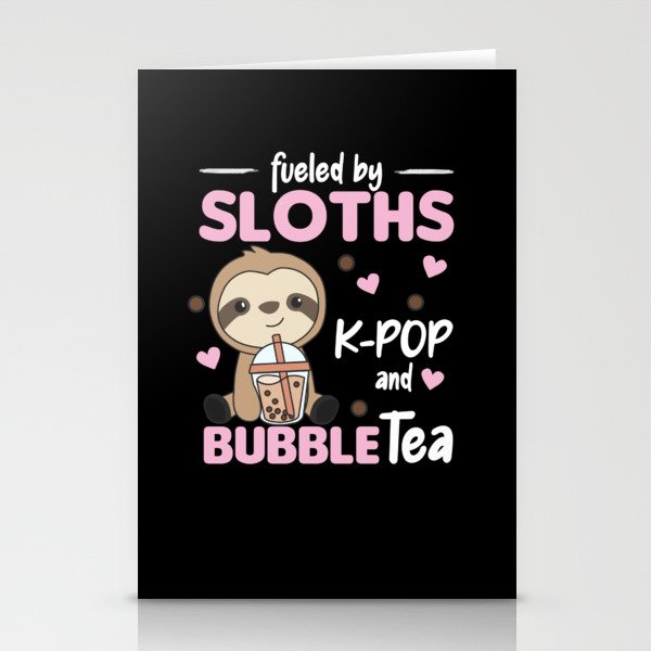 Bubble Tea Sloth Chocolate Cute Animals Boba Stationery Cards
