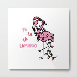 Christmas Flamingo Metal Print
