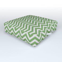 Green and White Zigzag Chevron Tablecloth Pattern Outdoor Floor Cushion