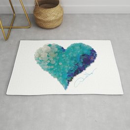 LOVE Aqua Sea Glass Heart - Mother’s Day & Birthday Gifts -Donald Verger Maine Fine Art Rug