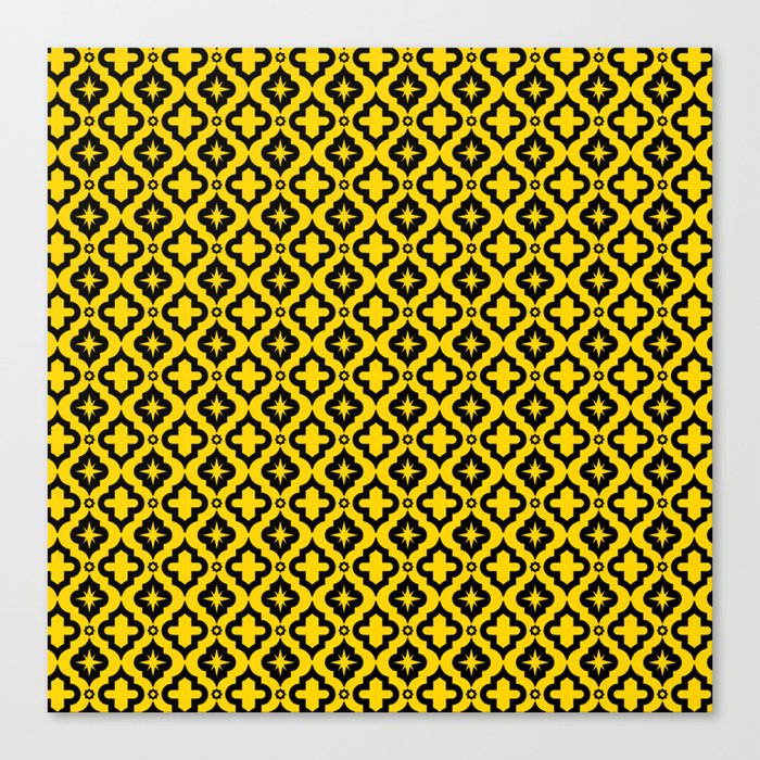 Yellow and Black Ornamental Arabic Pattern Canvas Print