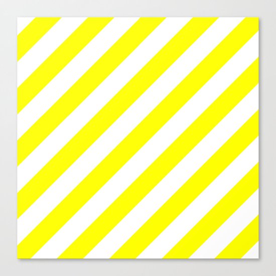 Diagonal Stripes (Yellow/White) Canvas Print