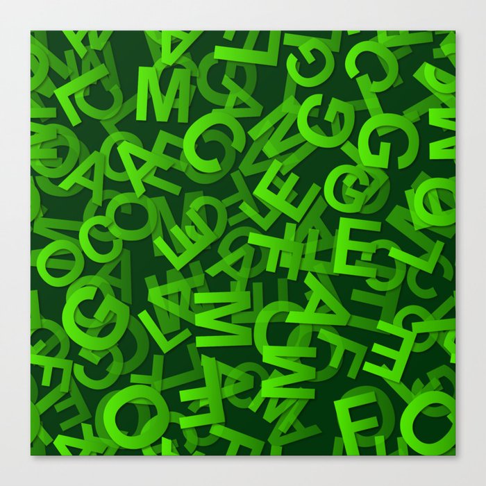 Green Color Alphabet Design Canvas Print
