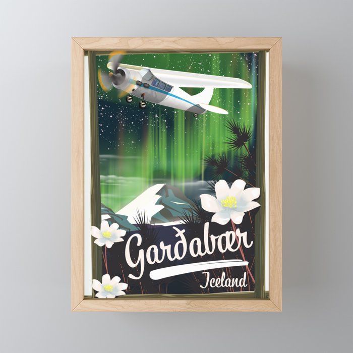 Garðabær Iceland vacation poster Framed Mini Art Print