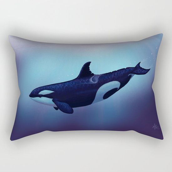"Lost in Fantasy" by Amber Marine ~ Orca / Killer Whale Art, (c) 2015 Rectangular Pillow