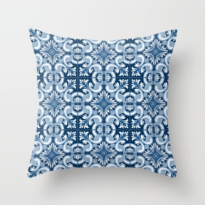 Portuguese Tiles - Classic Blue Throw Pillow