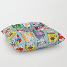 Vintage canned goods with a twist Floor Pillow
