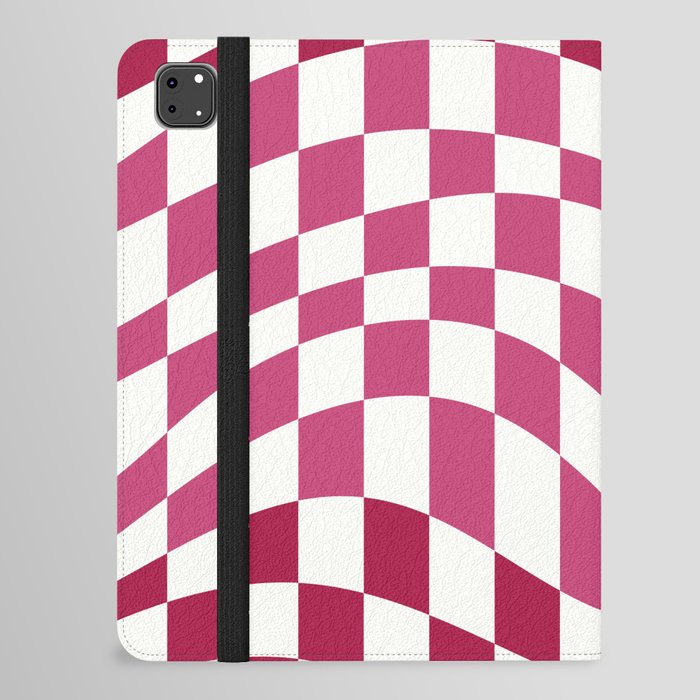 Pink and brown warp checked iPad Folio Case