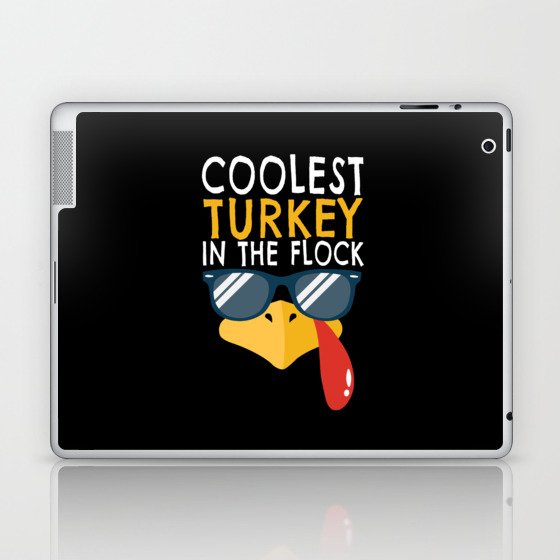 Autumn Fall Coolest Turkey In Flock Thanksgiving Laptop & iPad Skin
