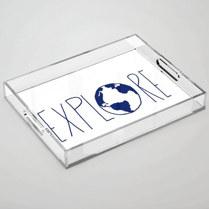 Explore the Globe x Ocean Blue Acrylic Tray