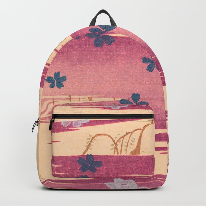 Spring Trees Vintage Japanese Landscape Print Backpack