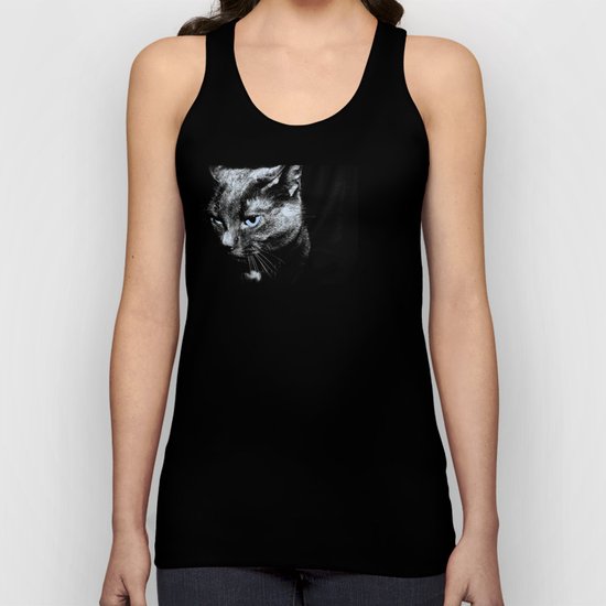 Black and White Cat with Blue Eyes Unisex Tank Top