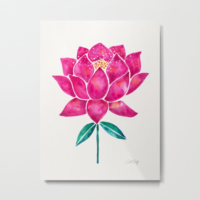 Sacred Lotus – Magenta Blossom Metal Print